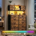 thumbnail image 5 of EnHomee 62.8"H Tall Dressers for Bedroom with 14 Drawers Fabric Dresser with LED Lights and Charging Station,Chests of Drawers with Open Shelves,Rustic Brown, 5 of 8