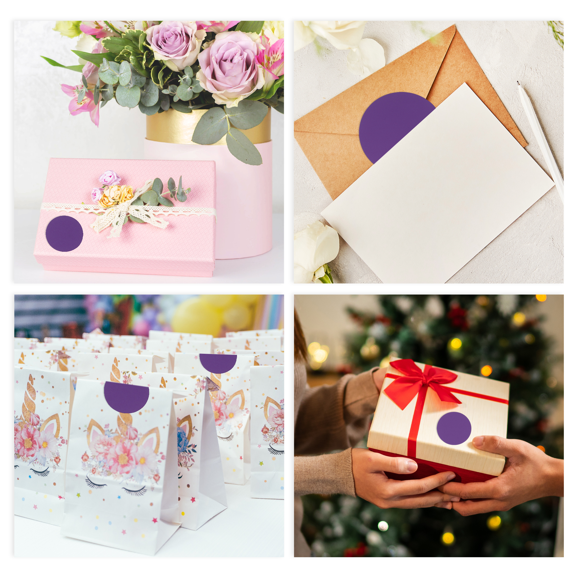Unique Bargains Mall Large Round Dots Gift Stickers 6PCS Purple