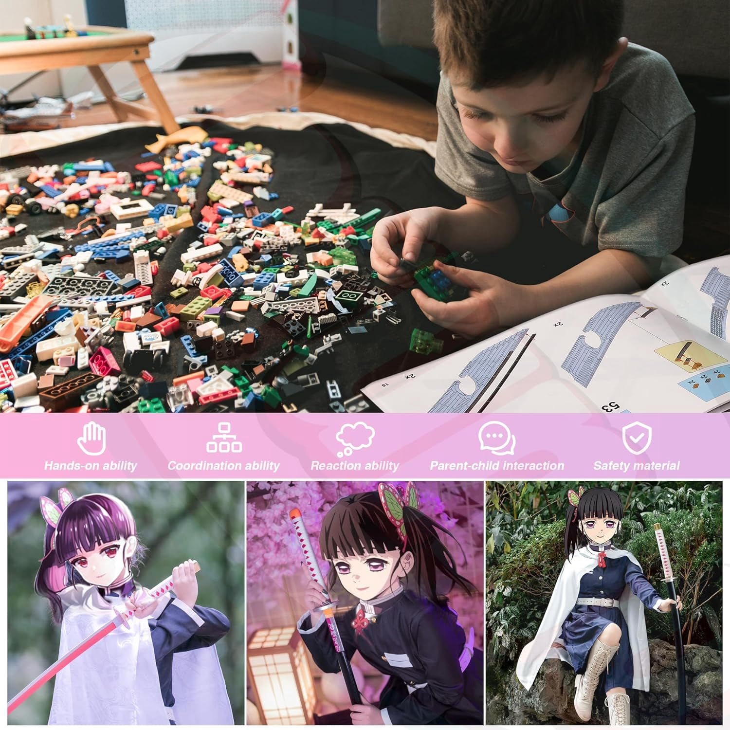 GZBricker Anime Tsuyuri Kanao Katana Swords Building Sets Cosplay for Adults Compatible with Lego