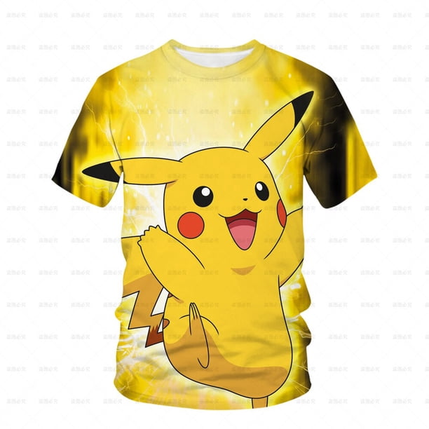 Verano 2022, ropa de moda de Pokémon para niños, camisetas de Pikachu de manga corta para niños, sudaderas para niños, ropa informal, camisetas geniales para niños 130 Gao Jinjia LED