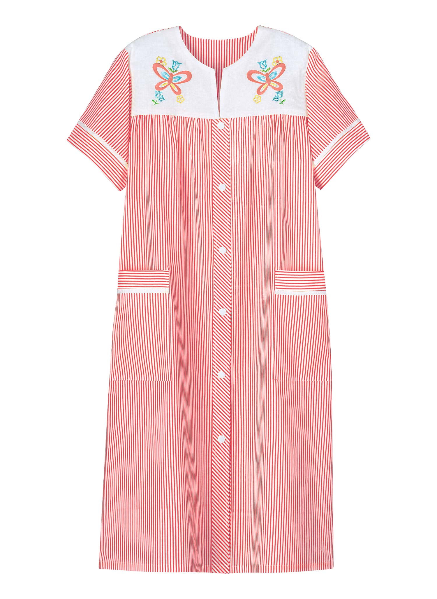 embroidered stripe duster robe