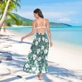 thumbnail image 7 of FORMRS Womens Long Sarong Beach Wrap Semi-Sheer Bikini Skirt Bathing Swimsuit Cover Up, Small White Flowers, 7 of 7