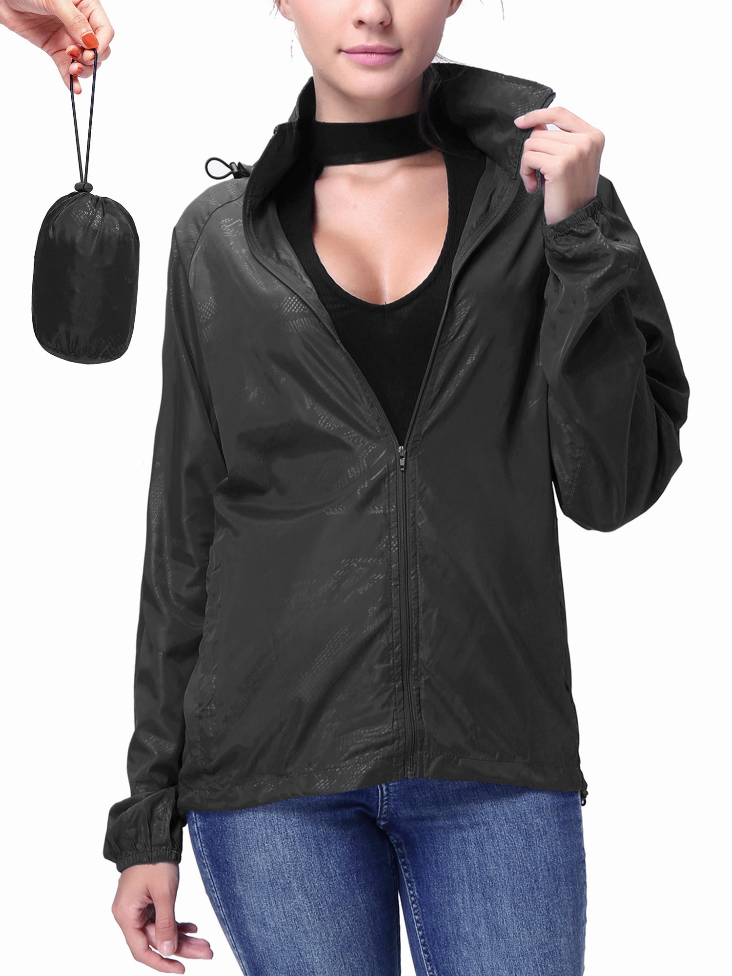 Bifast Womens Summer Rain Jacket Hooded Windproof Waterproof Outdoor Sports Functional Coat