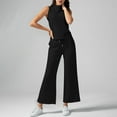 thumbnail image 2 of Économies d'Automne! HVOBTTY Ensembles Deux Pièces pour Femmes, Ensemble 2 Pcs à Col Montant Uni de Style Mode pour Femmes, Pantalon à Jambe Grand, Complet Décontracté Noir, P, 2 of 5
