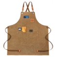 thumbnail image 1 of Delantal de carpintería de lona gruesa, impermeable, para jardinería y cafetería, color tostado claro, 1 of 12