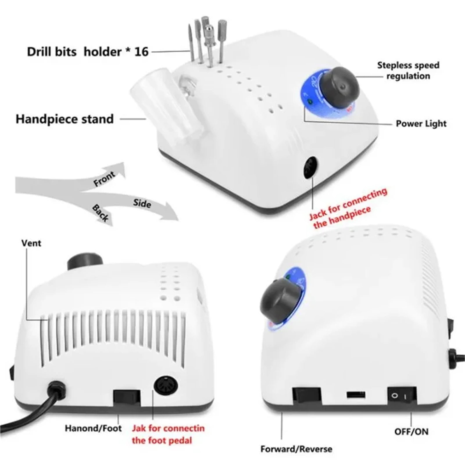 Nail Drill 65W Machine Cutters Manicure Electric Nail Drill Milling Manicure Machine Polish Nail File