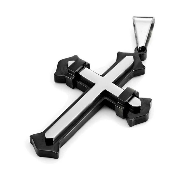 Urban Jewelry Powerful Mens Stainless Steel Cross Necklace Pendant