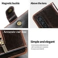 thumbnail image 5 of Samsung Galaxy Z Fold3 5G Wallet Case with Zipper Pocket, Dteck Magnetic Buckle Retro Leather Business Wallet Phone Case Stand Flip Cover for Samsung Galaxy Z Fold 3 5G, 
Brown, 5 of 11