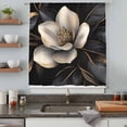 thumbnail image 5 of Black Gold Flower Sheer Curtains 45 Inches Long, Gradient Luxurious Floral Botanical Light Filering Curtains, Breathable Simi Curtain Privacy Drapes for Kitchen Bathroom Small Window Treatment, 5 of 9