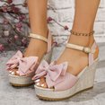 thumbnail image 2 of Rokment Womens Bowknot Wedge Dressy Sandals Elegant Open Toe Ankle Strap Platform Chunky High Heels Summer Dress Shoes for Bride Wedding Business Office, 2 of 8