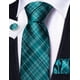 thumbnail image 3 of Corbata Barry.Wang de Seda para Hombre en Teal y Cuadros Negros, 3 of 8