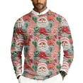 thumbnail image 2 of Wutalume Men's Christmas Print Crewneck Sweater, Long Sleeve Ribbed Knit Pullover, Relaxed Fit Casual Business Knitwear for Holiday Parties and Daily Wear,Beige L, 2 of 6