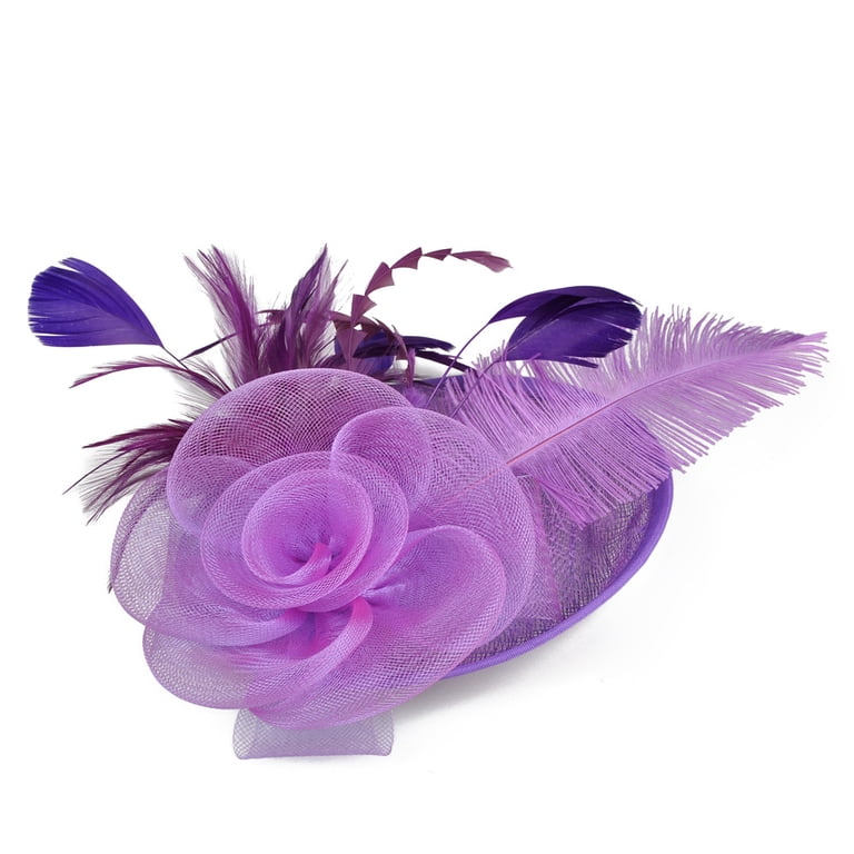 Wool Fascinator Hat with Veil Feather Clip for Cocktail Tea Party BABEYOND Fascinator Feather Hair Clip Tea Party Pillbox  main image 4