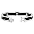 thumbnail image 2 of Pompeii Men's Steel And Black Silicone Latched 8" 13.5mm " Cuffed Bracelet (,), 2 of 2