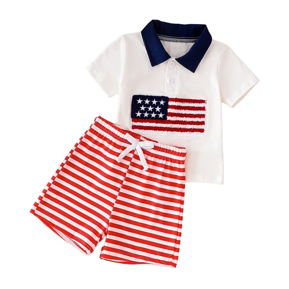 Staki Independence Day Baby Outfit Toddler Boy Outfit 4th of July T Shirt Top Shorts Set Summer Toddler Clothes 6M 12M 18M,3-4 Years