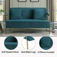 thumbnail image 5 of Pouseayar 56" Width Upholstered Velvet Loveseat Sofa with 2pcs Throw Pillows ,Teal, 5 of 8