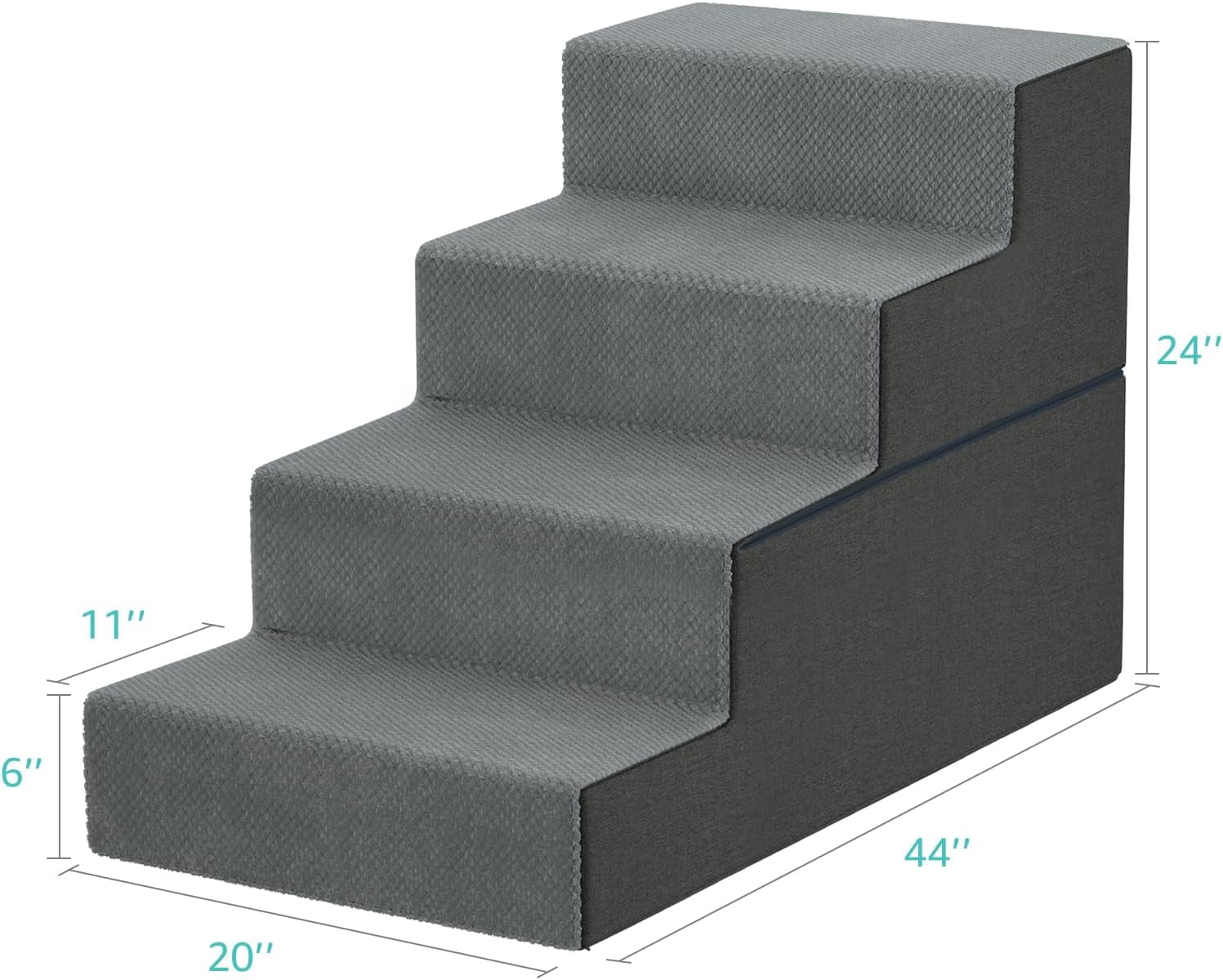 Large Dog Stairs for High Beds - 24 Inches Tall Extra Wide Pet Steps for Large Dogs to Get on Bed 4 Deep Step for Couch