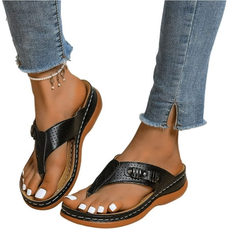 

Lausiuoe Womens Sandals With Arch Support Plantar Fasciitis Orthopedic Flip Flops Comfortable Walking Orthotic Slide