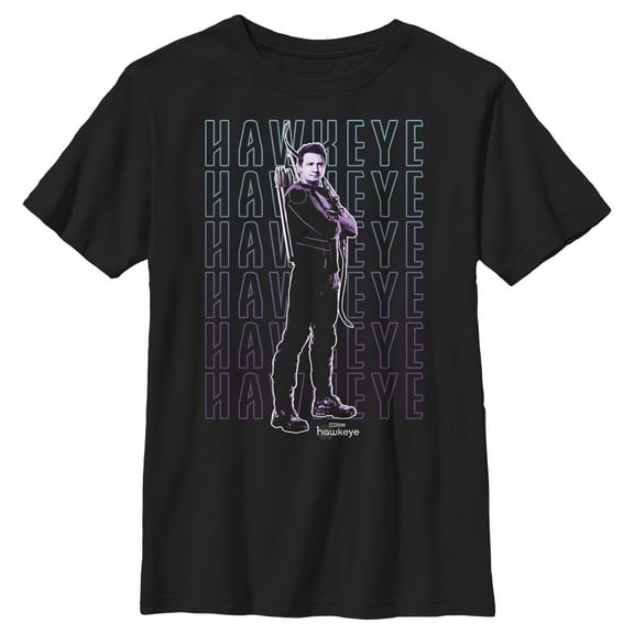 Boy's Marvel Hawkeye Name Stack Graphic Tee Black Medium