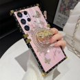 thumbnail image 3 of for Samsung Galaxy A16 Kickstand Case, Glitter Luxury Woman Girly Cute Butterfly Ring Holder Foldable Stand Shockproof Floral Pattern Golden Plated Soft TPU Flexible Cover for A16 5G, Pink, 3 of 13