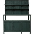 thumbnail image 6 of Yoneston Potting Bench with Hutch, 50.2" Solid Fir Wood Garden Workstation with Large Countertop, 2 Shelves, 2 Cabinets & 3 Side Hooks, Outdoor Planting Table for Gardening,Green, 6 of 7