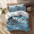 thumbnail image 2 of Home Sweet Home Twin Size Comforter Set, Spring White Floral Blue Wood Grain Bedding for All Seasons, 4 Pcs Bed Set, 1 Quiltcover (68"x86") ,1Sheet(67"x116"), 2Pillowcases (30"x20"), 2 of 12