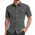 thumbnail image 2 of Kureaily Men's Fitted Casual Short Sleeve Button Up Shirts Lightweight Beach Tops with Pocket, 2 of 5