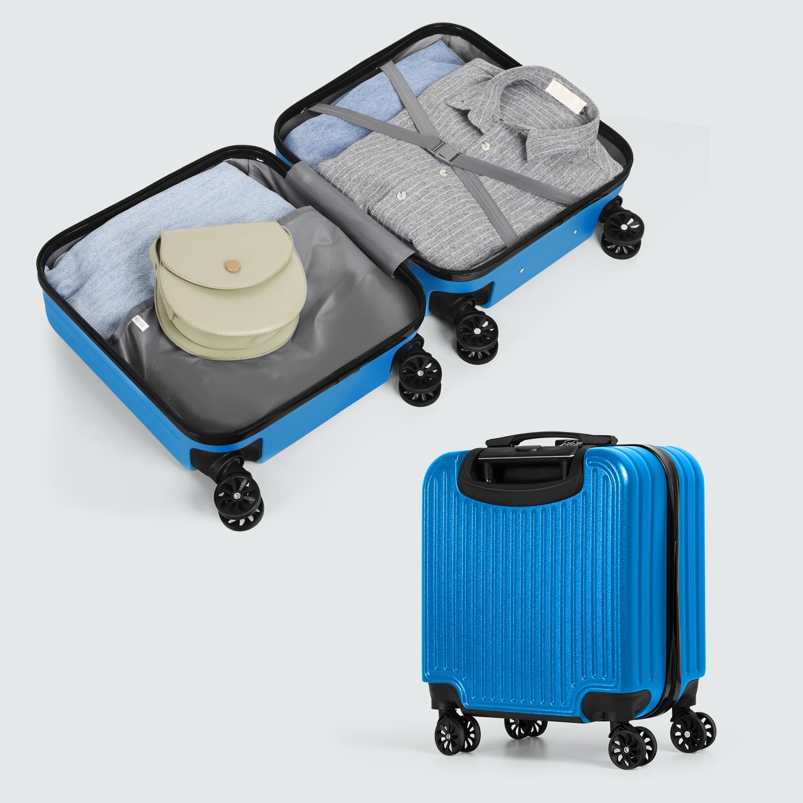 OLOV 17.32" Hardside Underseat Carry On Luggage, Blue