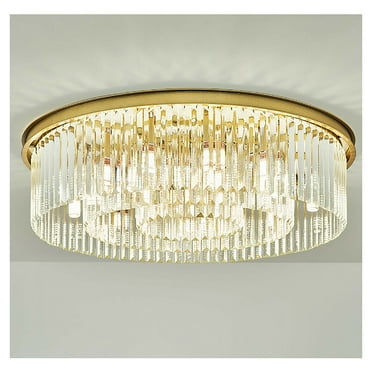 23.6 Inch Modern Crystal Ceiling Light Round Golden Crystal Chandelier Flush Mount Crystal Decorative Light Fixture Suitable for Living Room Bedroom Modern Chandelier Crystal Light Ceiling Lamp