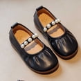 thumbnail image 4 of Toddler Cute Flats Pearls Decor Soft Sole Round Toe Flat Dress Shoes Girls Fashion Comfy Footwear for Daily Casual Wear Black 9.5 Toddler, 4 of 5
