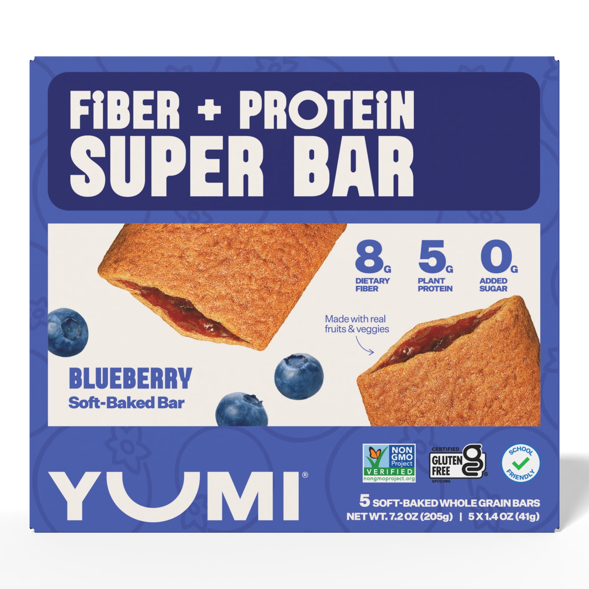 YUMI Fiber + Protein Soft-Baked Super Bars Blueberry- 7.2oz/5ct