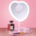 thumbnail image 2 of Heart Makeup Vanity Mirror with LED Lights,Touch Control Lights Brightness Adjustable Lighted Vanity Mirror USB Charging Ladies' Favorite Gift,Pink,no Light, 2 of 7