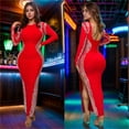 thumbnail image 2 of Women's Wear Long Sleeve Backless Slit Dress, 2 of 2