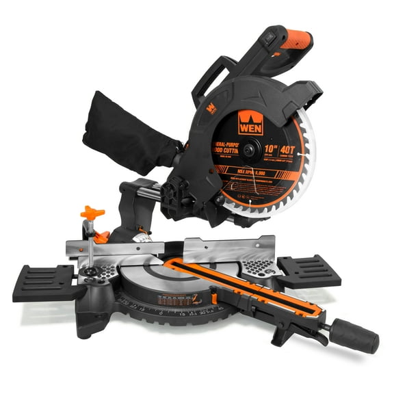 WEN 15 Amp 10-inch Single Bevel Compact Sliding Compound Miter Saw with Laser