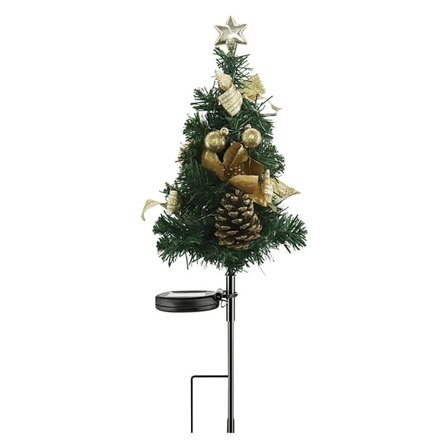 Solar Powered Led Christmas Tree Ground Light Outdoor Garden Decoration Four Color Changing Auto On Off 400Mah Battery Includes 1 Light