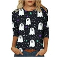 thumbnail image 2 of jobturf Halloween Shirts for Women Girls Novelty Graphic Blouses Ghost Pumpkin Tee Tops Spooky Season Festival Costumes, 2 of 5