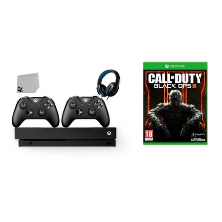 Microsoft Xbox One X 1TB Gaming Console Black with 2 Controller Included with Call of Duty- Black Ops III BOLT AXTION Bundle Used