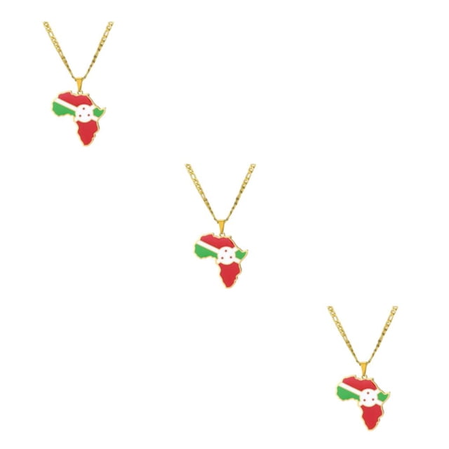Maytalsory Lightweight And Comfortable Necklace Featuring Africa Map Pendant Statement Burundi 3Set