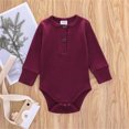 thumbnail image 2 of EnJoCho Kids Birthday Clothing Kids Toddler Baby Girls Boys Long Sleeve Solid Ribbed Romper Bodysuit Outfits Clothes Toddler Winter Trendy Bodysuit Home Wear, 2 of 3