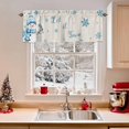 thumbnail image 2 of Christmas Snowman Valances for Windows, 54 x 18in, Bird Snowflake Winter Blue Linen Texture Rod Pocket Kitchen Valance Curtain Light Filtering Window Treatments for Living Room Bedroom, 1 Panel, 2 of 7