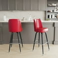 thumbnail image 3 of Emma + Oliver Red Bar Stool with Metal Frame, Vinyl Upholstered Swivel Bucket Seat, and Footrest, 3 of 10