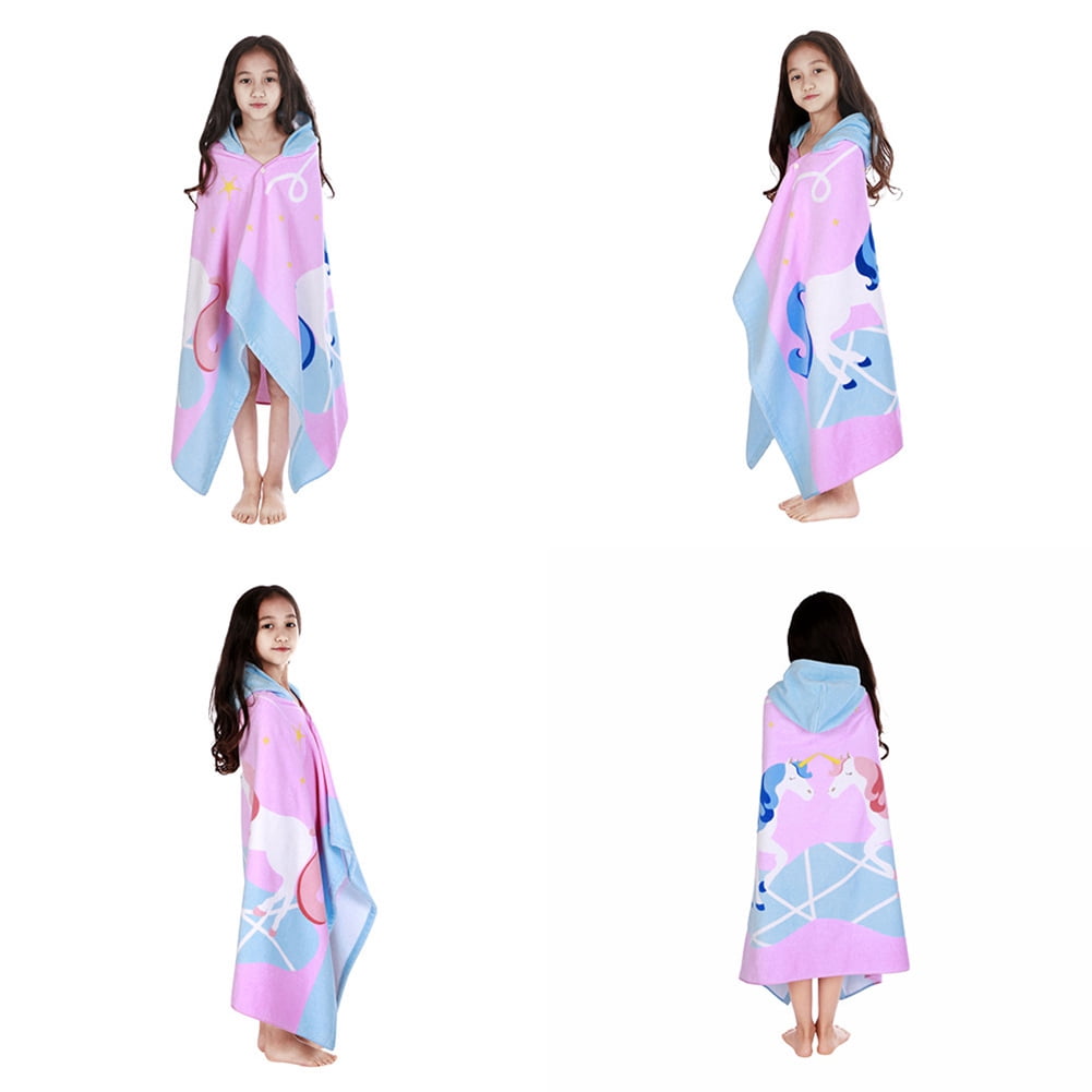 Kids Bathrobes Hooded Towels, Big Boys Girls Cartoon Hooded Wraps Beach Pool Bath Towel Poncho Cotton Towel, 30"x50", 3-12 Years