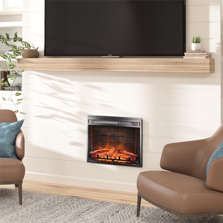 23 inch Electric Glass Front Fireplace Insert with Remote, Black -  Walmart.com