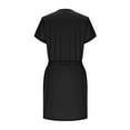 thumbnail image 4 of FRSASU Robes T-Shirt pour Femmes Tendance à Taille Nouée Robe Rayée avec Poches Décontractée à Col Rond à Manches Courtes Robe Midi Noire, 4 of 6