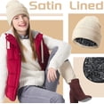 thumbnail image 4 of 3 Pcs Winter Satin Lined Beanie Hat Warm Cuffed Plain Satin Hat Knit Winter Knit Cap with Lining for Men Women Girls Boys, Dark Gray Brown Beige, 4 of 5