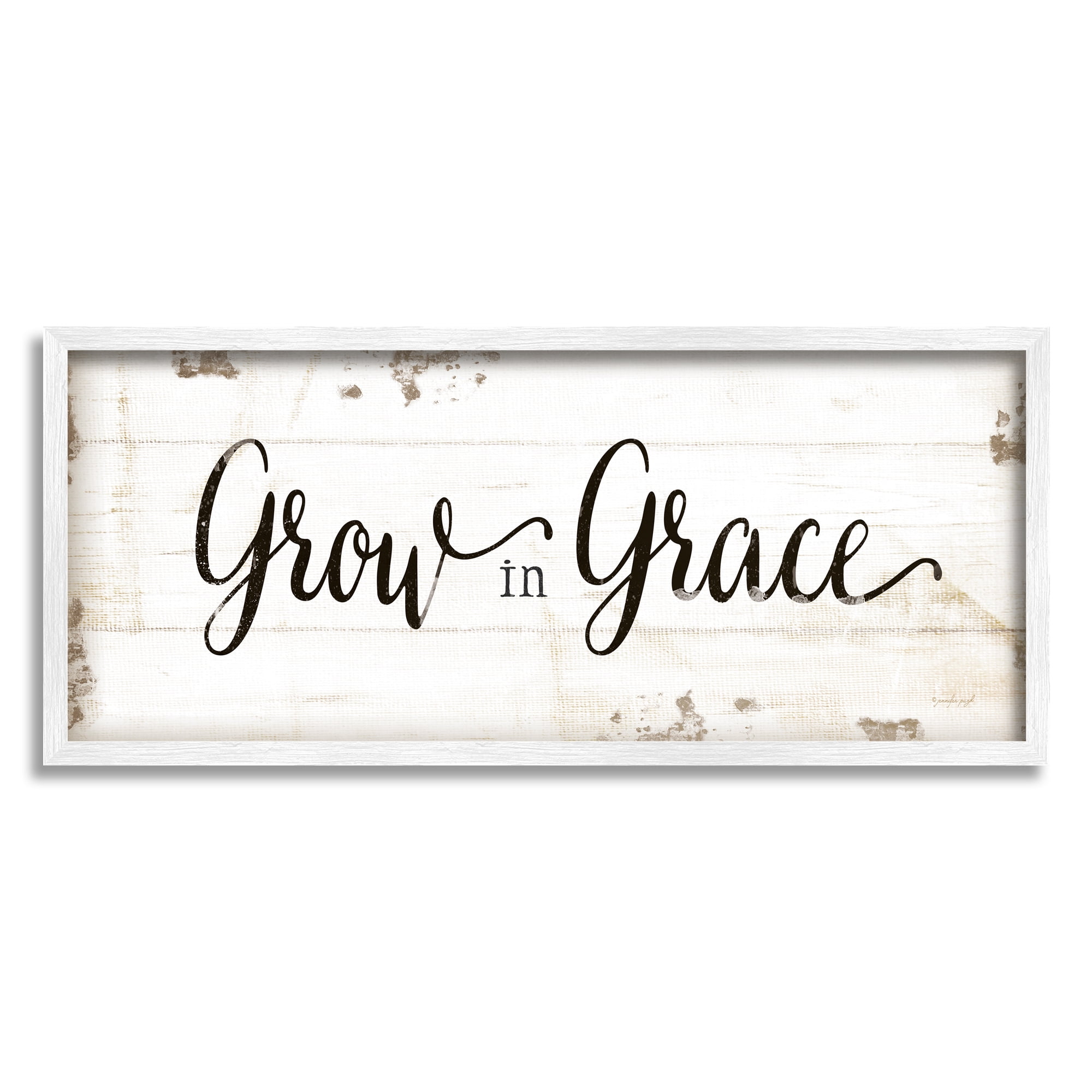Stupell Industries Grow In Grace Cursive Typography, 10 x 24,Design by  Jennifer Pugh