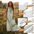 thumbnail image 7 of FOR U DESIGNS Green Tree Leaf Print Linen-Like Couple Matching Outfits Men's Button Down Shirt Women's Sleeveless Dress with Pockets for Beach Vacation, 7 of 7