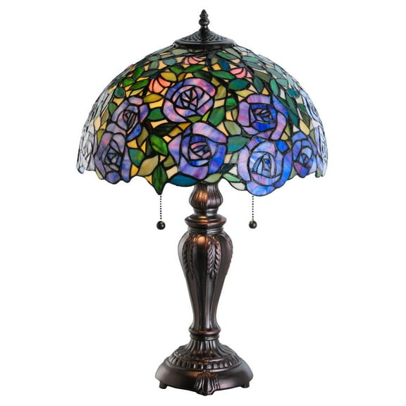 Meyda Tiffany 138584 Tiffany Rosebush 2 Light 24" Tall Hand-Crafted Table Lamp -