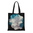 thumbnail image 1 of JSDART Sac Fourre-Tout en Toile, Fleur de Tulipe Turquoise Blanche sur Chemin de Clipping Noir, Sac à Provisions Réutilisable, 1 of 1