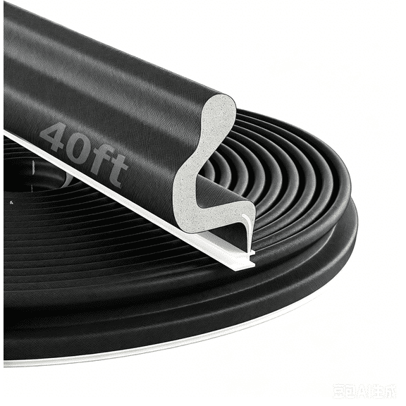 Koudecy Weather Stripping Door Seal, 40 ft Door Weatherproofing Strip with Kerf Design, V-Shaped Foam Soundproofing Strip for Exterior Windows and Doors, Suitable for Large Gaps, Easy to Install